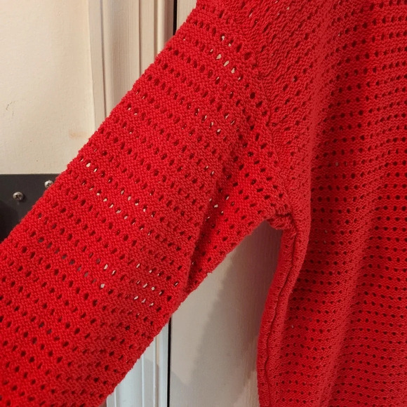 Lane Bryant Red V-Neck Pullover Sweater Cable Knit Crochet Size 14/16 - Picture 6 of 9